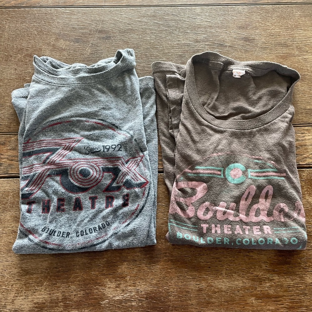 Boulder/Fox Theater Graphic Tee(s) — Gray & Brown Retro Logo (Women’s XL)